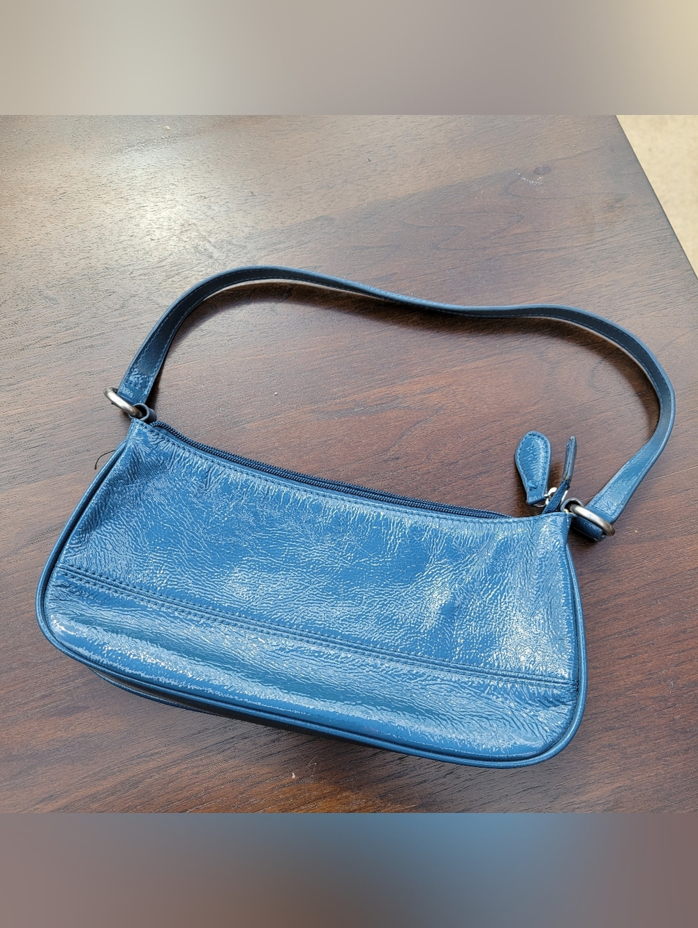 Wilson Leather Slate Blue Baguette Shoulder Bag Vintage 2004